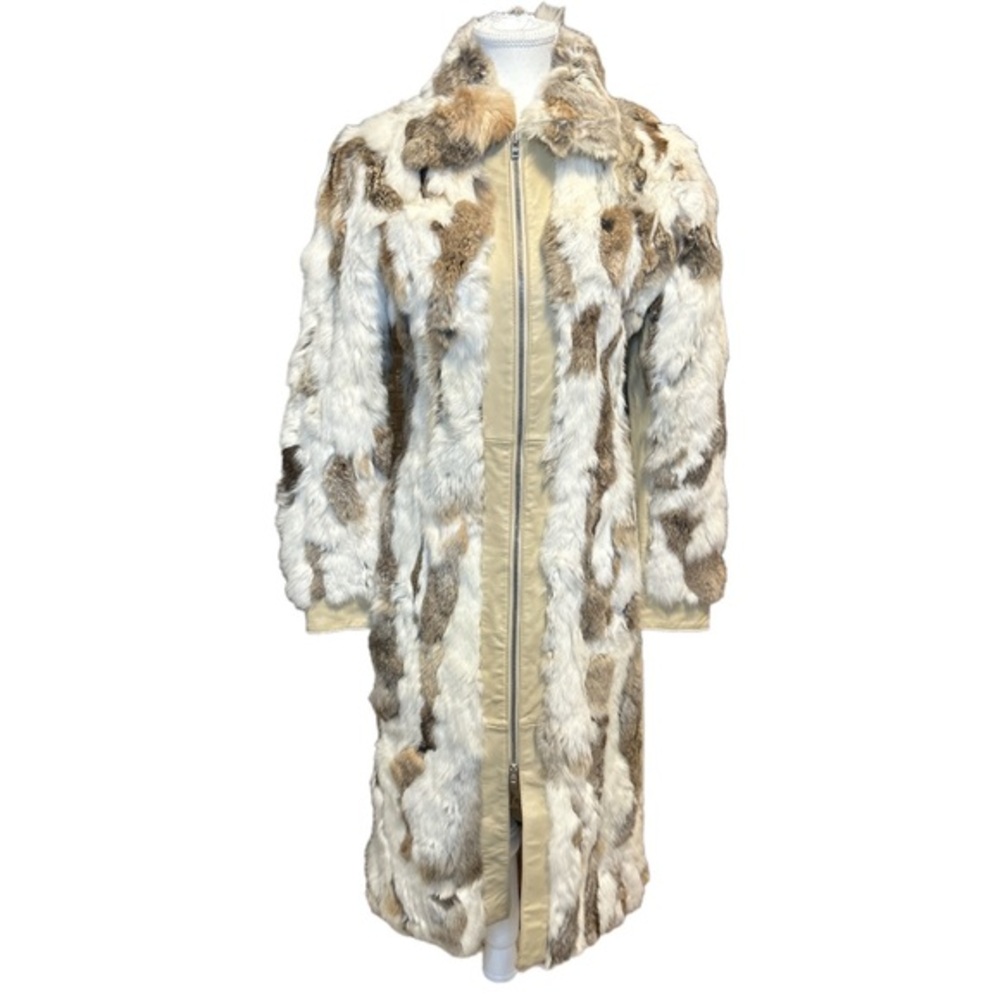 Bebe Rabbit Fur & Leather Zip Up Long Woman’s Jacket